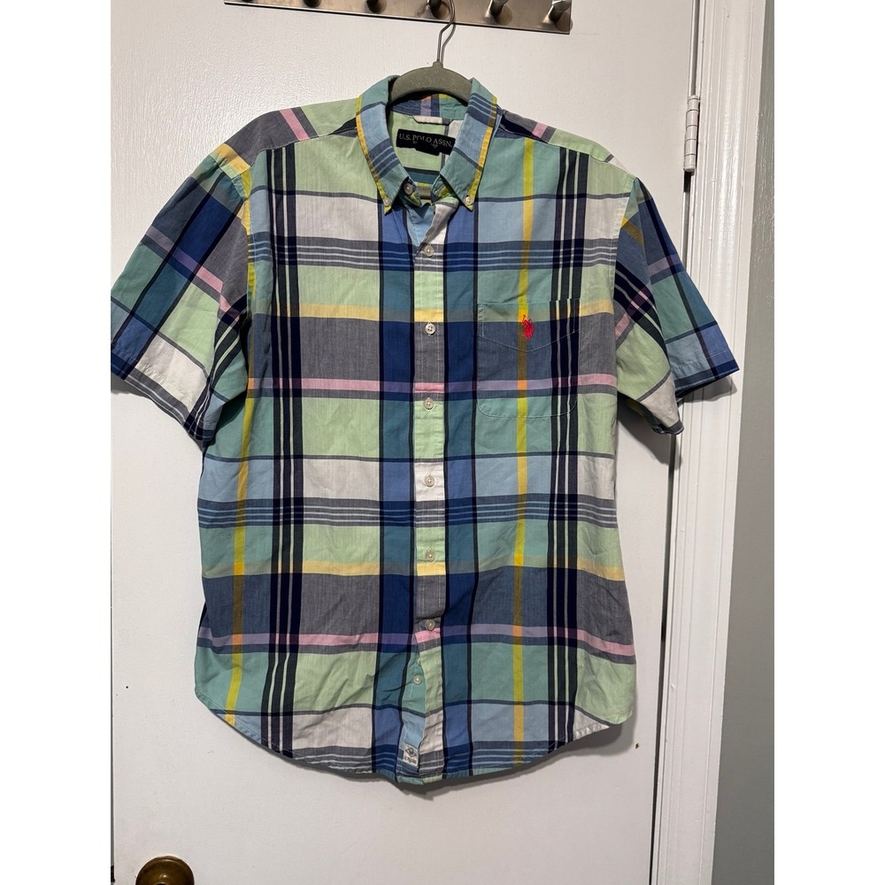 U.S. Polo Assn. Men's Plaid Short Sleeve Button-Front Shirt